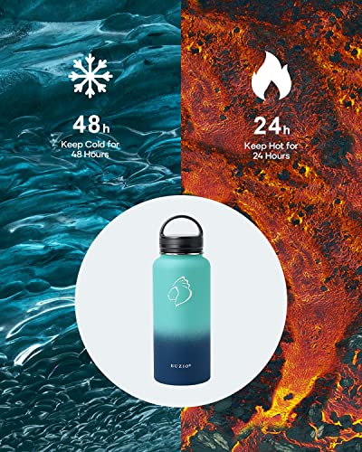 32 oz Water Bottle Insulated with Straw & 3 Lids (32 Ounces / Caribbean Blue)