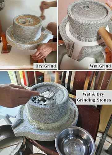 Manual Grain Mill Grinder, Natural Granite Flour Mill for Grinding Rice, Seeds, Coffee Beans - 25cm x 40cm, Durable & Efficient Kitchen Tool for Homemade Baking