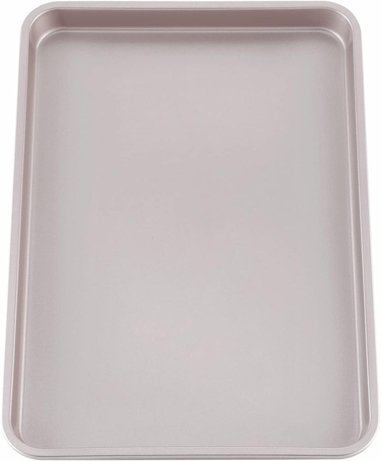 CHEFMADE 15-Inch Baking Sheet Pan, Non-Stick Carbon Steel Rimmed Cookie Sheet Pan for Oven Roasting Meat Bread Jelly Roll Battenberg Pizzas Pastries 10.6" x 15.6" x 1" (Champagne Gold)