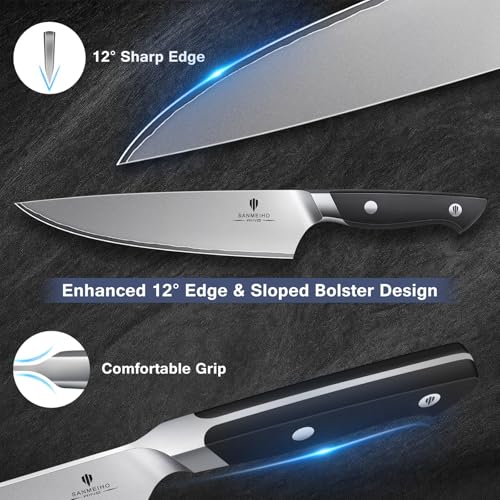 16 PCS Japanese Kitchen Knife Set with Block (16 Count)