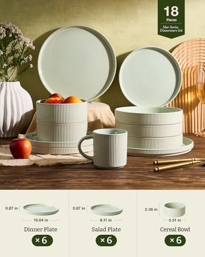 Stoneware Dishes Dinnerware Sets for 6 (18 Count)