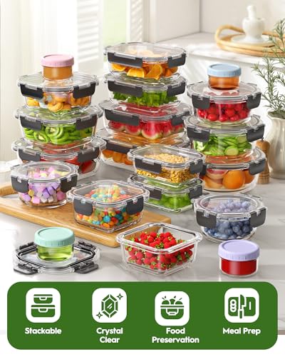 40 Piece Glass Food Storage Containers with Airtight Lids
