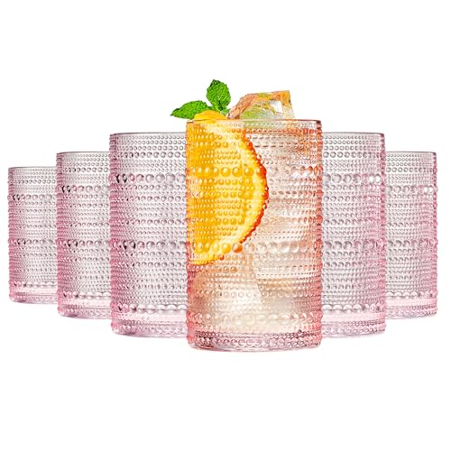 Hobnail Beaded Highball Drinking Tumbler Glasses