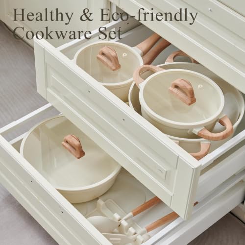 22 Piece Ceramic Cookware Set with Utensils