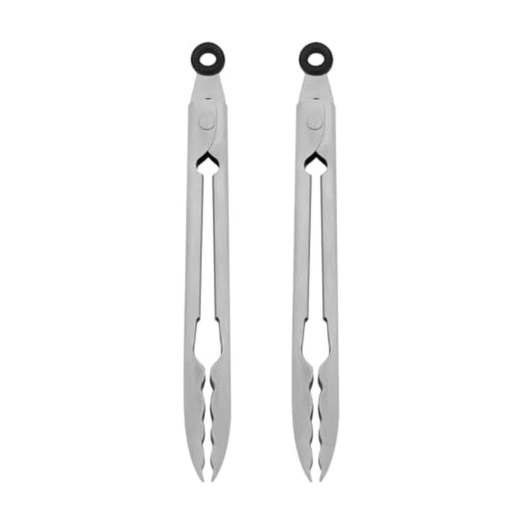 Set of 2 Stainless Steel Tongs with Scalloped Edges Easy Lock Dishwasher Safe Durable and Versatile Silver 7 Inch