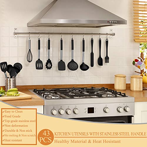 Silicone Cooking Kitchen Utensil Set (Black)