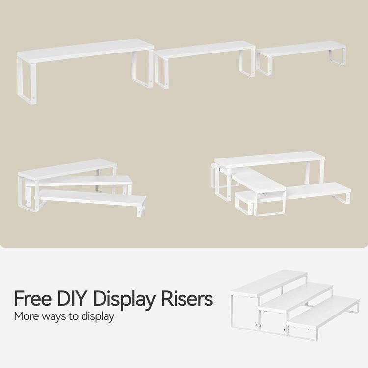 Spice Rack,Wooden Display Riser Stand, 3-Tier Perfume Stand and Cologne Organizer Stand, DIY Spice Rack Organizer, Display Shelf Metal Frame