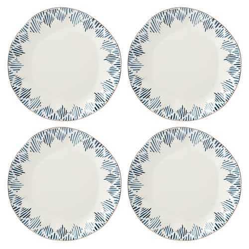 Blue Bay 4 Piece Set Dinner Plates (Dinner Plates, Set of 4, Ikat)