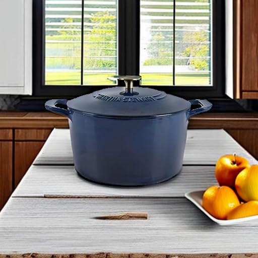 Gatwick 7 Quart Enamel Cast Iron Dutch Oven Pot with Lid