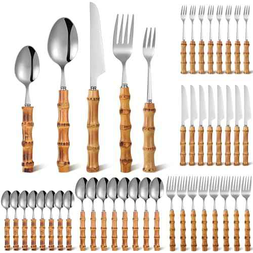 40 Pieces Bamboo Silverware Set 18 (40 Count)