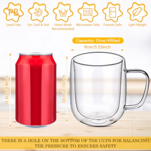 Glass Coffee Mugs Set of 6 (480ml / Clear round)