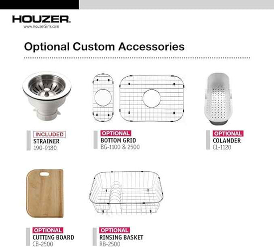 Houzer Legend Stainless Steel Kitchen Sink - 33 Inch Topmount 4-Hole 80/20 Double Small Left Bowl Kitchen Sink, Durable & Versatile, Nested 20-Pack - LHD-3322-20