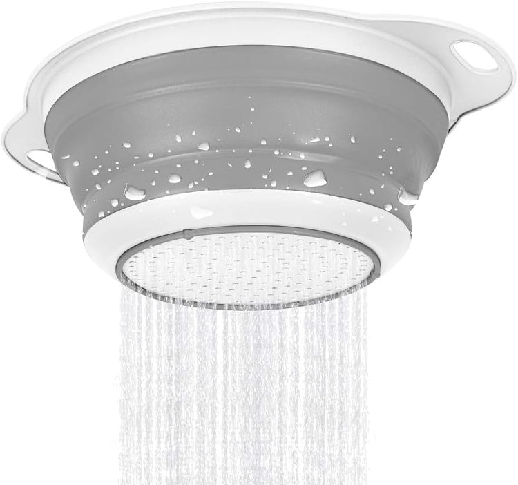 QiMH Collapsible Colander and Strainer Set of 3-2 PC 4 Quart(1 gal) and 1 PC 2 Quart(0.5 gal) - BPA Free & Dishwasher-safe Silicone Kitchen Foldable Strainer for Pasta, Veggies