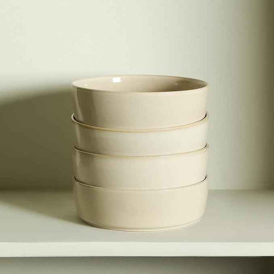 Stone Lain Eden 4-Piece Pasta Bowl Set Stoneware, Beige
