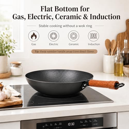 Carbon Steel Wok Pan with Lid (12.6-inch)