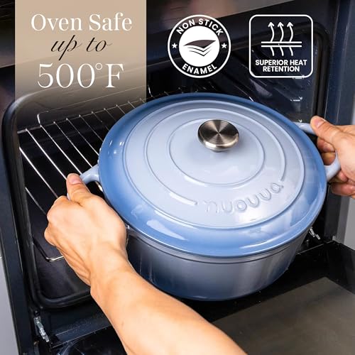 Enamelled Cast Iron Dutch Oven Pot with Lid 6.4 Quart Non Stick Casserole Pot