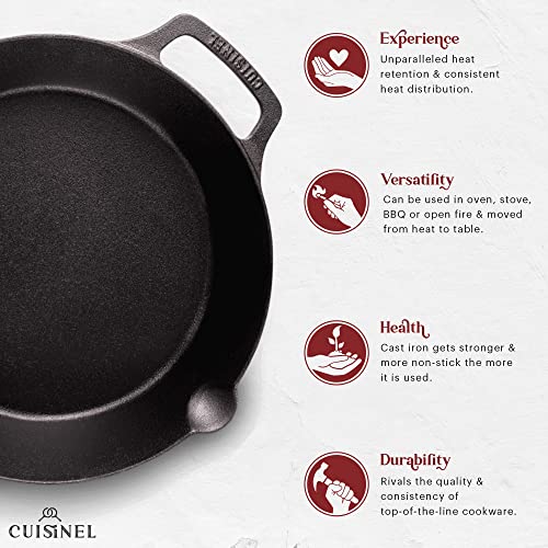Cast Iron Skillet Set (Dual Handle Skillet + Glass Lid / 8"+10"+12")