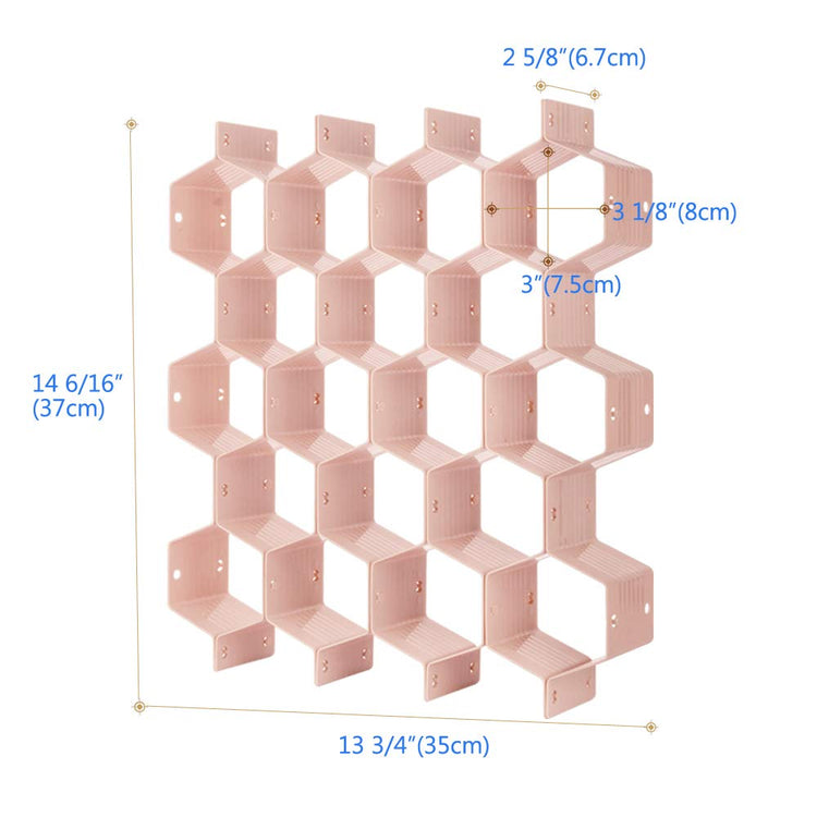 Drawer Divider Organizer Adjustable DIY Grid Honeycomb Drawer Divider for Underwear Belt Scarf Socks Pink 2 Pack