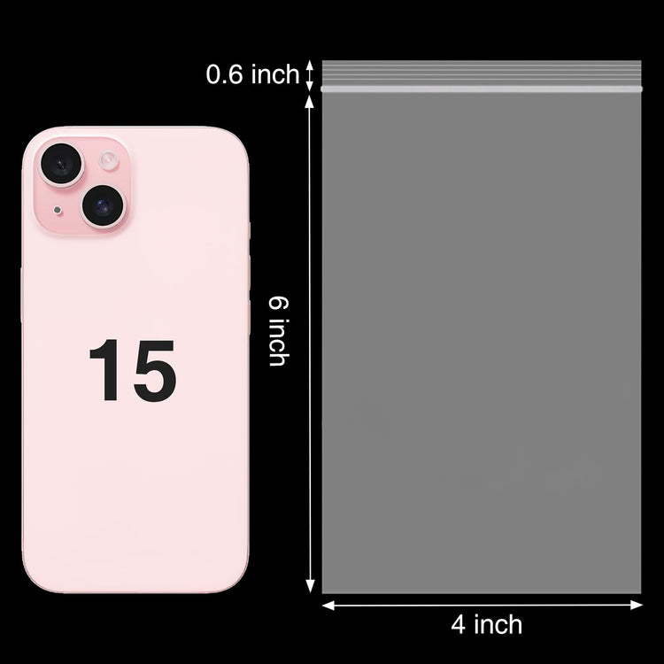200Pcs 4x6 inch Clear Plastic Zip Bags