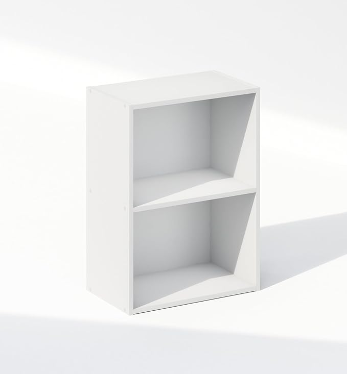 Furinno Reed Closet Organizers and Storage, 2-Tier Closet Organizer, Open Shelf Closet Storage, for Wardrobe, Bedroom, Living Room, White