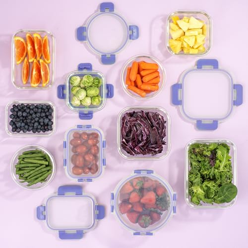 24pc Borosilicate Glass Storage Containers with Lids (Color Very Peri)