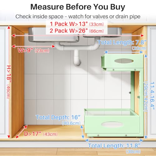 Under Sink Organizer (Green / 2-Pack)