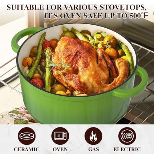 5QT Enameled Cast Iron Dutch Oven Pot with Lid