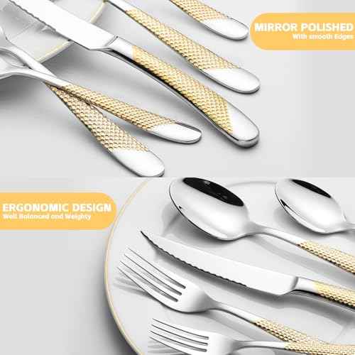60 Piece Silverware Set Stainless Steel Flatware Sets for 12 (60 Count)