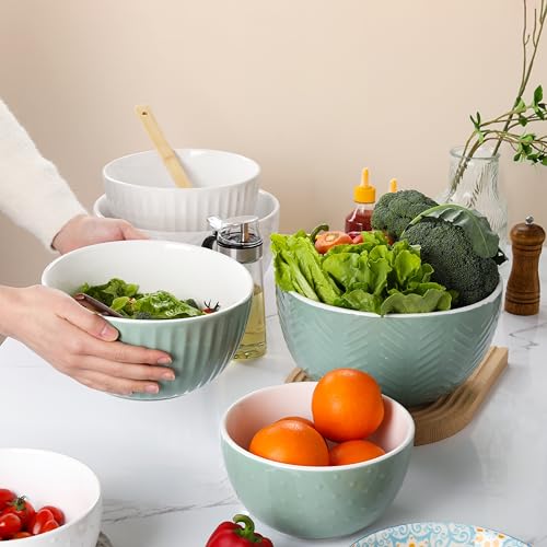 Ceramic Nesting Mixing Bowls (avocado green)