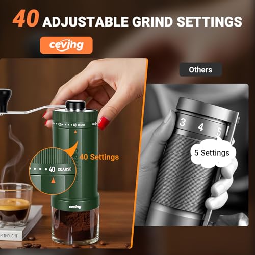 World's First 60g Large Capacity Manual Coffee Grinder (MEGA PRO Green / Steel Burr)