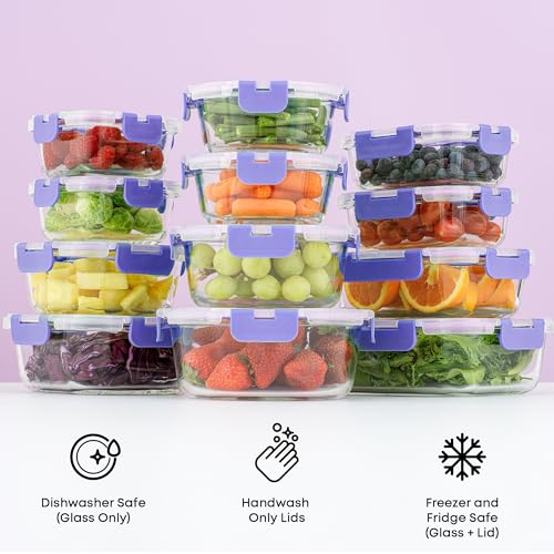 24pc Borosilicate Glass Storage Containers with Lids (Color Very Peri)