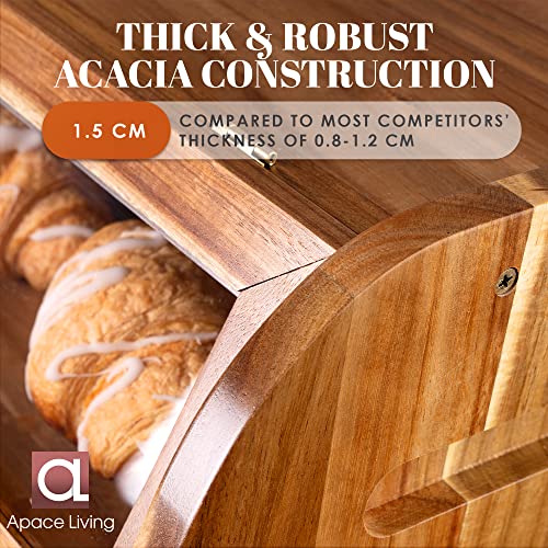 Arise Acacia Wooden Bread Box for Kitchen Countertop (Umber)