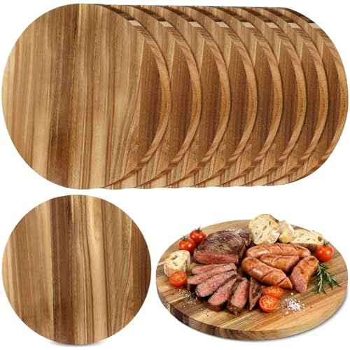 10 Pack 14" Acacia Wooden Round Cutting Boards Bulk 0.6 Inch Thick Round Charcuterie Board Smooth Surface Multipurpose Chopping Serving Tray for Pizza Fruit Vegetables Bread (10 Count)