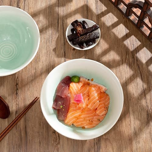 8 Inch Ceramic Ramen Bowl Set of 2 (Cyan Sea)