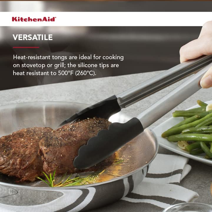 Silicone Tipped Stainless Steel Tongs