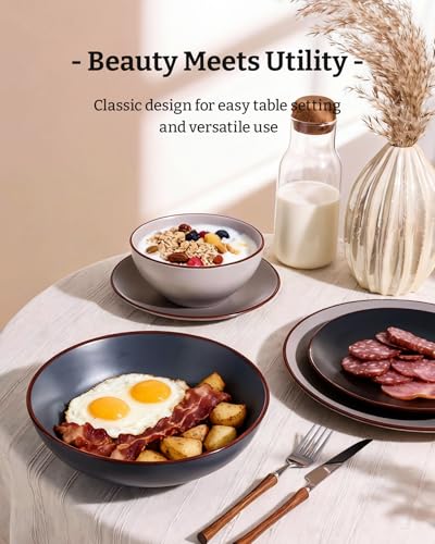 Venus Stoneware Dinnerware Sets with Pasta Bowls (Multicolor / Serves 4 (16pc w/ Pasta Bowl))