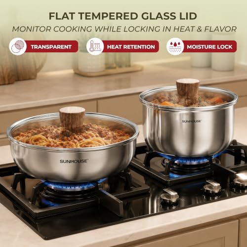 9pcs 3 Ply Clad Stainless Steel Cookware Set w (9 Count)