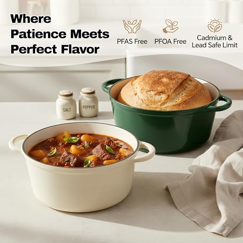 6.5 Quart Dutch Oven Pot with Lid (6.5 QT / Beige)