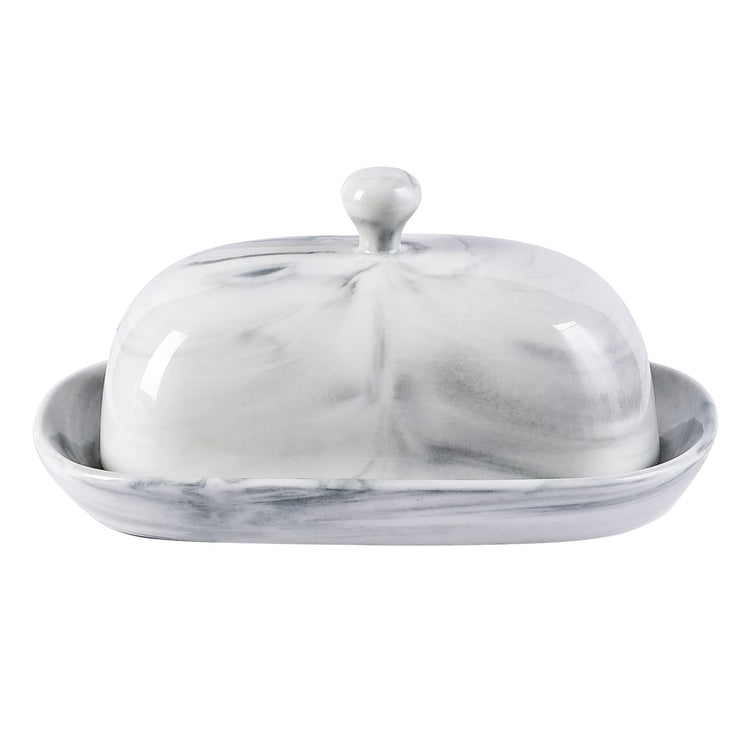 Grey Marble Butter Dish with Lid