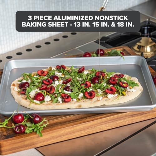 Premium 3 Piece Nonstick Baking Sheet Pan Set