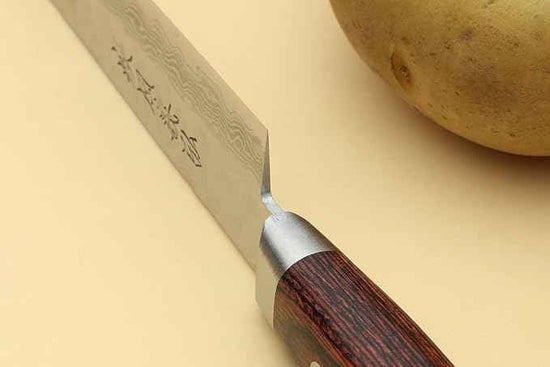 Yoshihiro VG10 16 Layer Hammered Damascus Stainless Steel Petty Utility Knife (5.3'' (135mm))