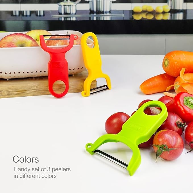 Original Vegetable Fruit Peeler Carbon Steel Blade 3 Pack Red (3 Count)