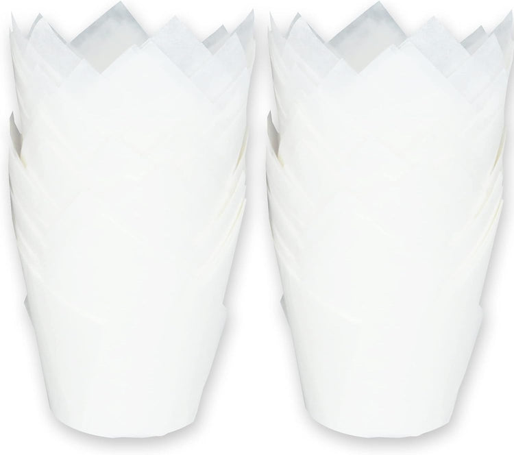 500 pcs Large size White Tulip Baking Cups 2-1/4"(Base diameter) x 4"(Wall height) Greaseproof paper baking cupcake Muffin liners