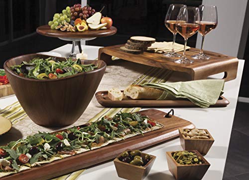 Acacia Wood Wave Serving Bowl for Fruits or Salads (12 inches (D) x 7 inches (H))