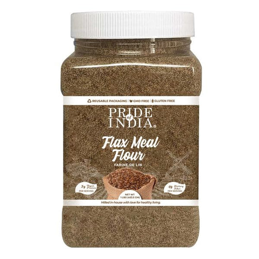 Pride of India- Flax Meal Flour 1 lbs (454 gm) Nutty Earthy Taste Freshly Milled in Small Batches | Prepare Muffins Pancakes Smoothies Pudding Salads | Gluten-Free, Vegan - Nestoria
