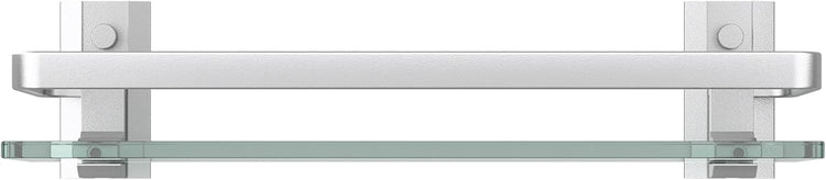 Danpoo Clear Tempered Glass Wall Shelf, Wall-Mounted Organizer for Bathroom, Kitchen(Matte Silver)