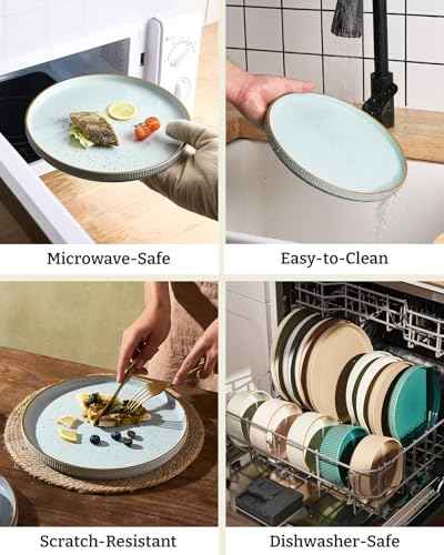Plates and Bowls Set with Rim (12 Count)