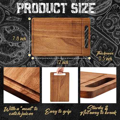 10 Pcs Bulk Wood Cutting Board with Handle 12 x 7.8 Inch Acacia Wooden Kitchen Serving Chopping Boards for Pizza (10 Count)