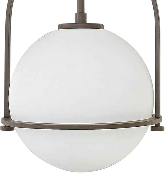 Hinkley Somerset 3407KZ Small Pendant Light, Adjustable Height, for Even or Sloped Ceilings, Etched Opal Globe, Vintage Chic, Buckeye Bronze