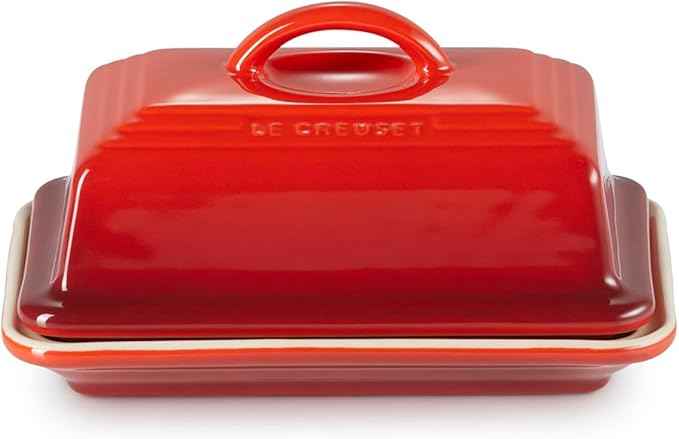 Le Creuset Stoneware European Butter Dish, Cerise